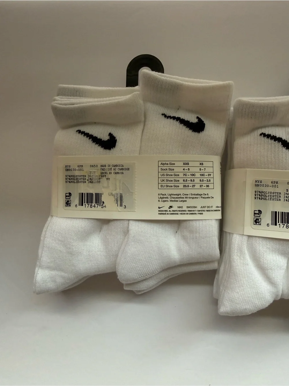 (2) New Nike Little Kid Crew Socks Size: 10c -3Y